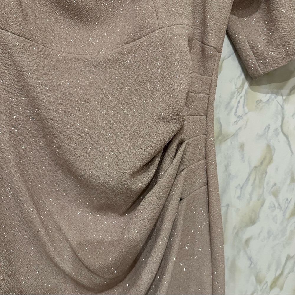 Eliza J 14 gold sparkly dress glitter short sleeve wedding event plus size party - Picture 5 of 9